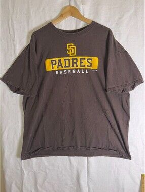 Majestic San Diego Padres Baseball Shirt Mens XL Brown SD Graphic Short Sleeve M